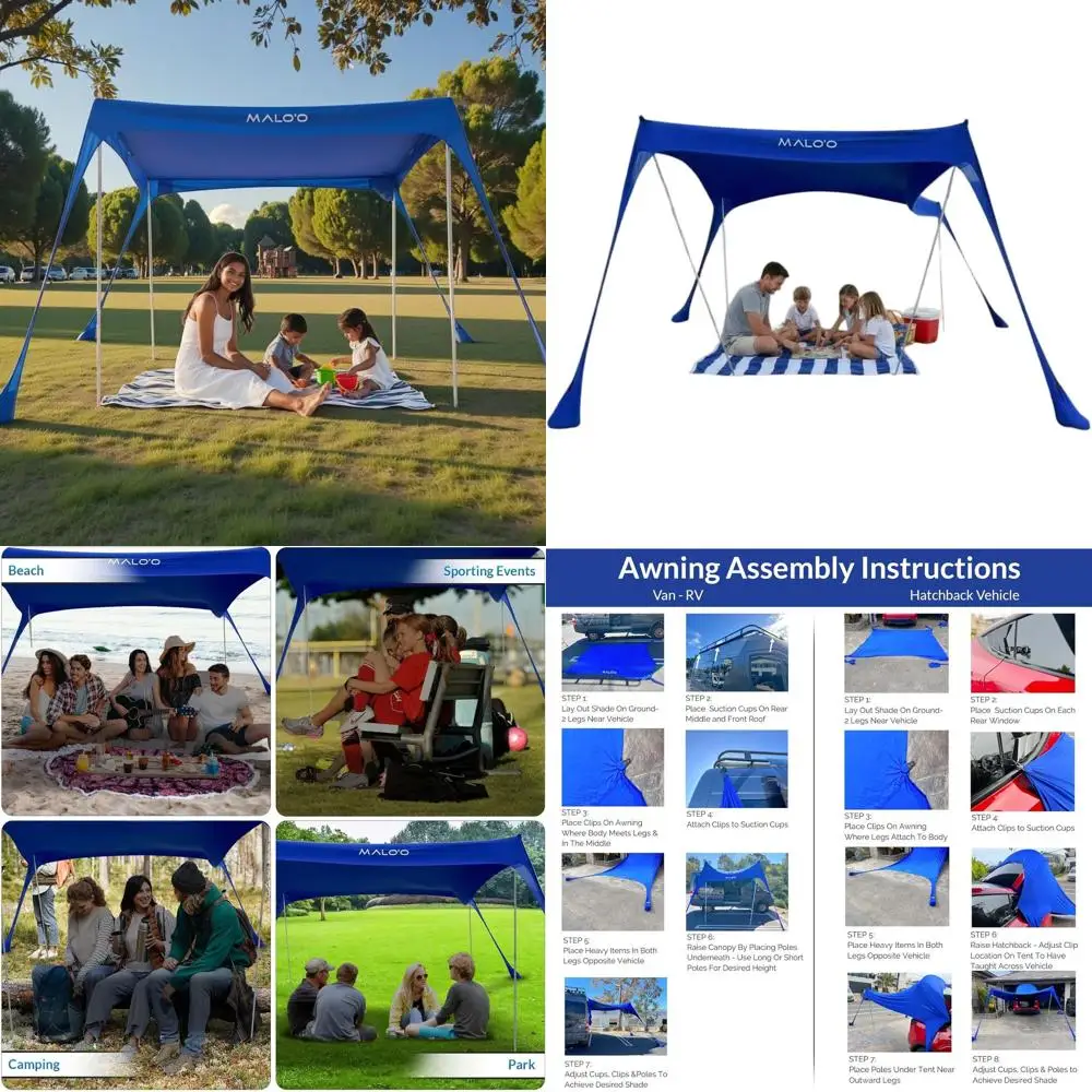 

Палатка-тент 10x10 двойного назначения: защита от солнца и навес для автомобиля, UPF 50+, водонепроницаемая, вмещает 6-8 человек