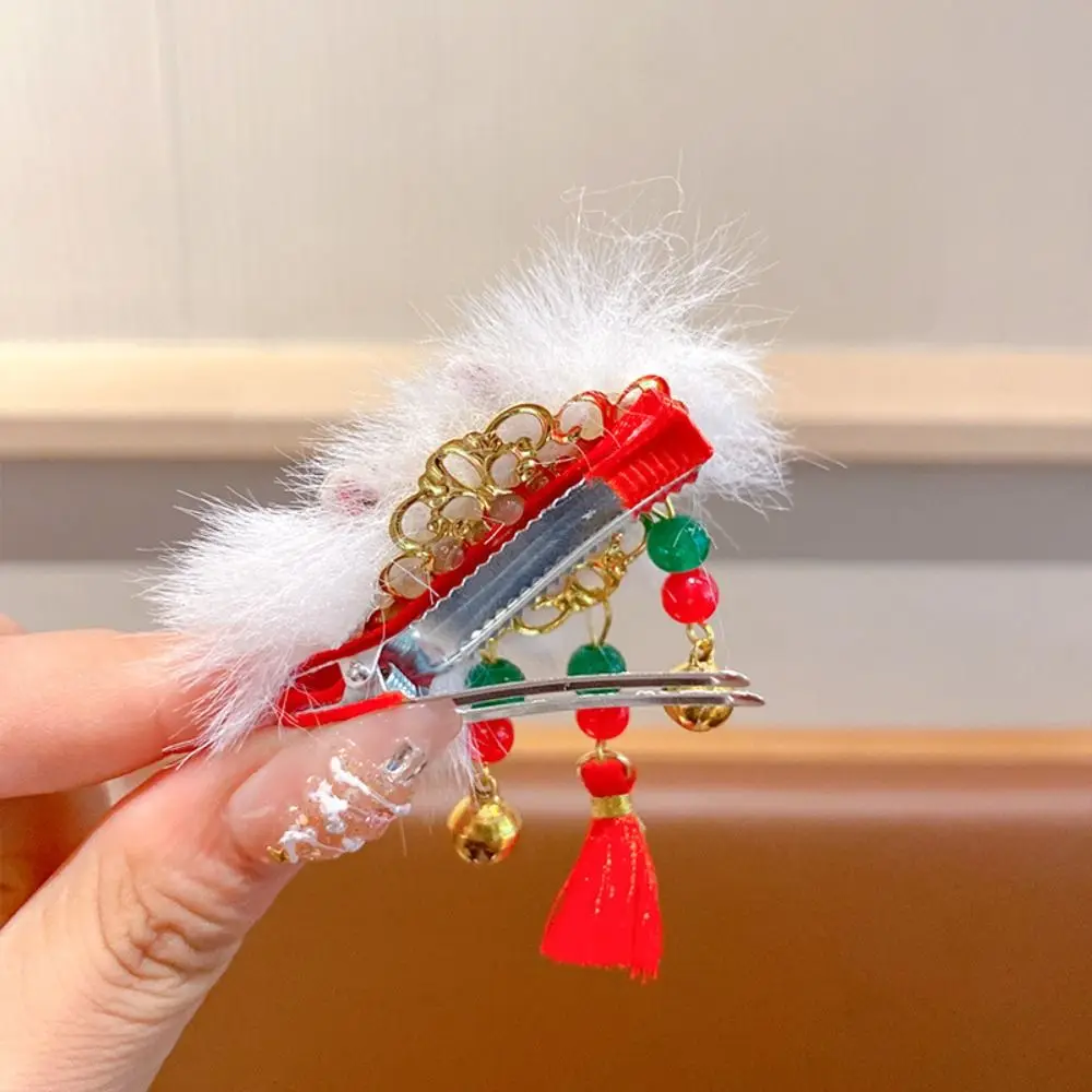 Bordado crianças vermelho hairpin leão dança borla ano novo chinês headwear menina acessórios para o cabelo do bebê hanfu grampo de cabelo