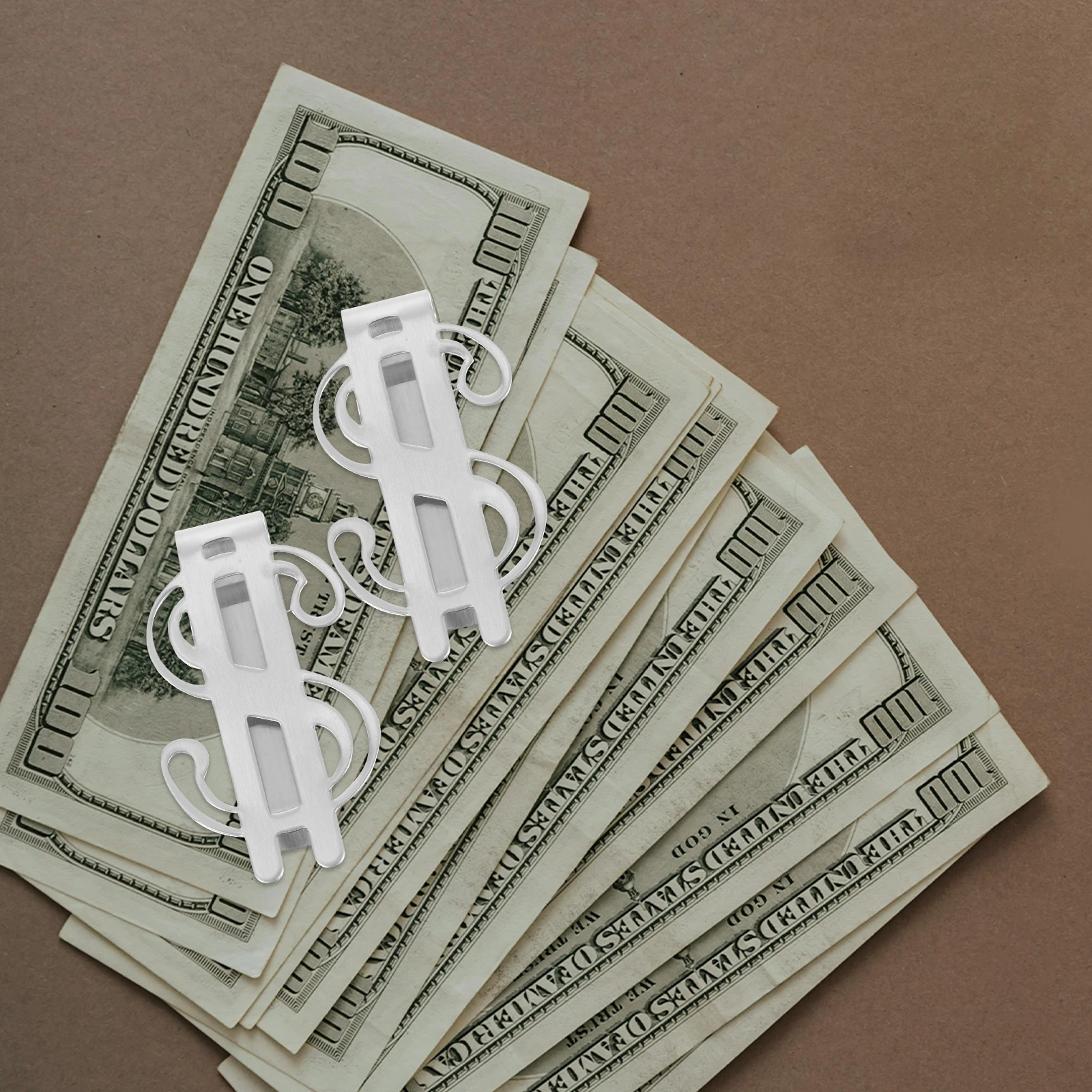 

2Pcs Exquisite Wallet Money Clip Small Metal Bill Fixing Clip Portable Stainless Steel Cash Storage Clamp for Office