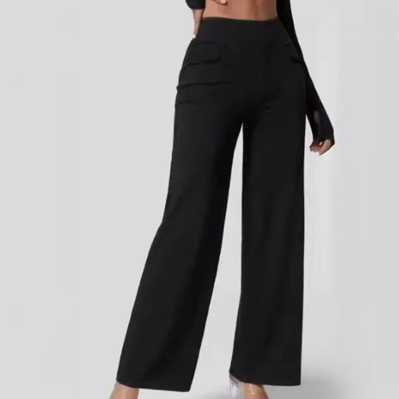 Pantalones vaqueros de pierna ancha para mujer, pantalón sencillo de adelgazamiento, personalizado, elegante, acampanado, Primavera, 2025