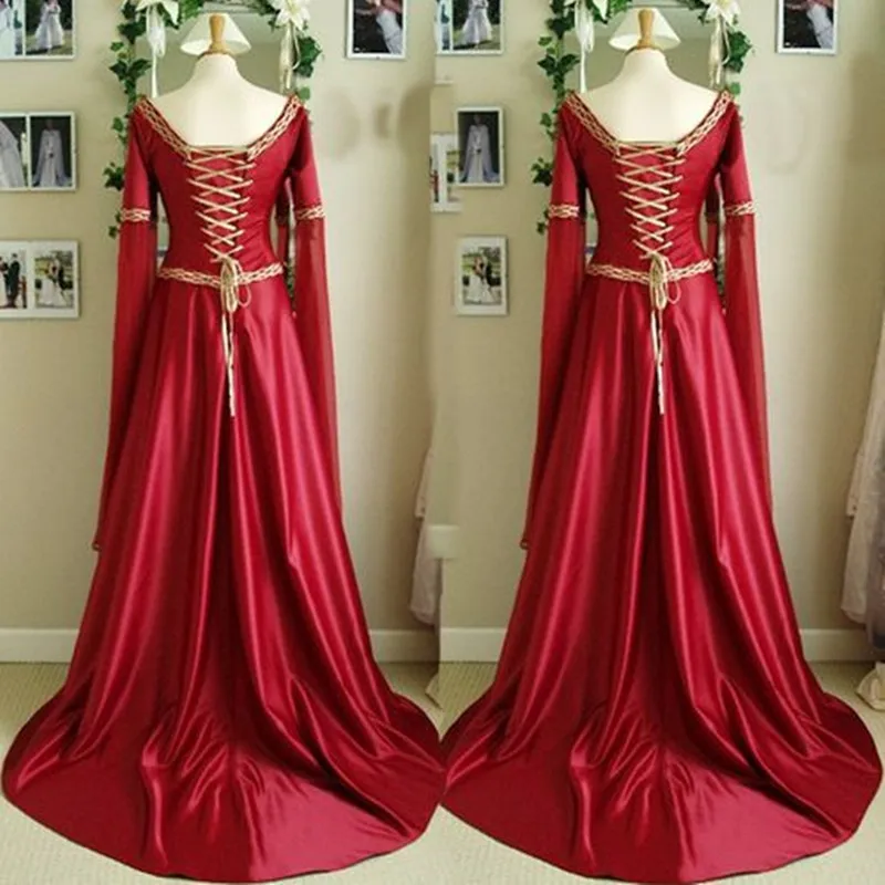 

Vintage Palace Costume Medieval Punk Dress Cosplay Halloween Costume Women Carnival Party Disguise Princess Victorian Dress Robe