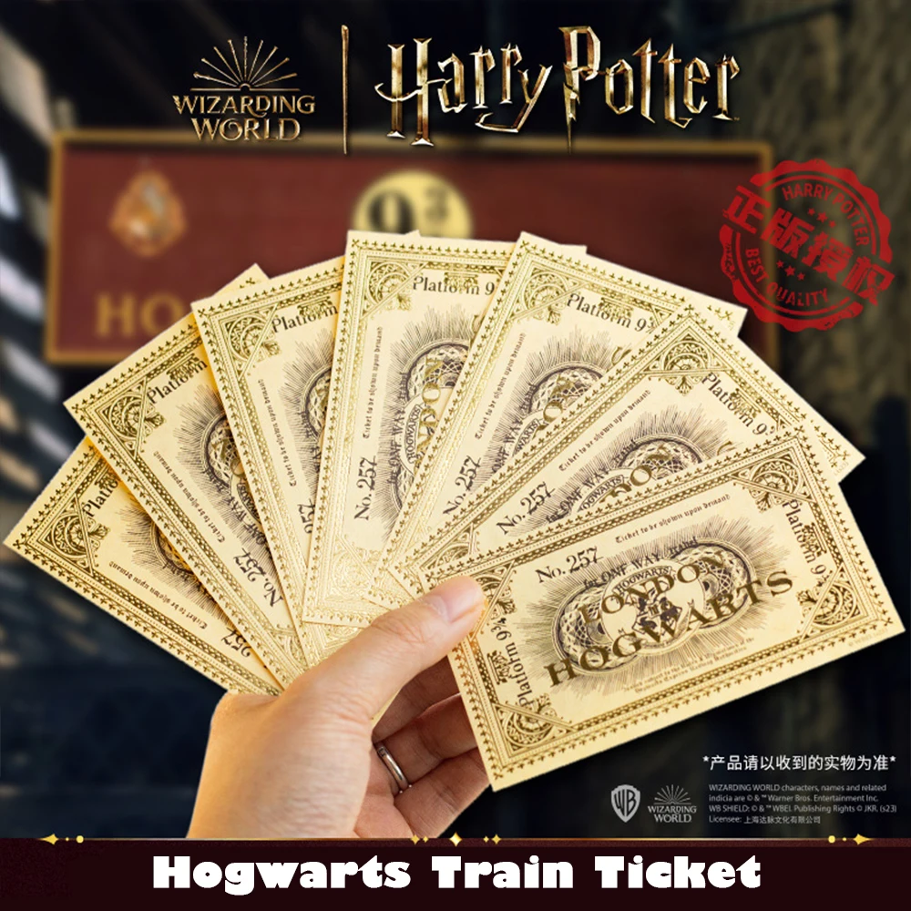 943/257 10Pcs Harry Potter Hogwarts Train Ticket Magic Academy Hermione Ron Malfoy Gold-Plated Tickets Party Cosplay Props Gifts