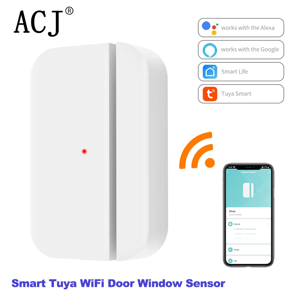 Newest Tuya WiFi Door Window Sensor 433mhz Open Closed Detector Compatible With Smart Life App Control Or 433mhz Alarm System