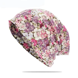 LOVINGSHA multifunzione donna inverno autunno cappello floreale adolescente adulto uomo sciarpa sottile ragazza Skullies berretti berretto Vintage HT164