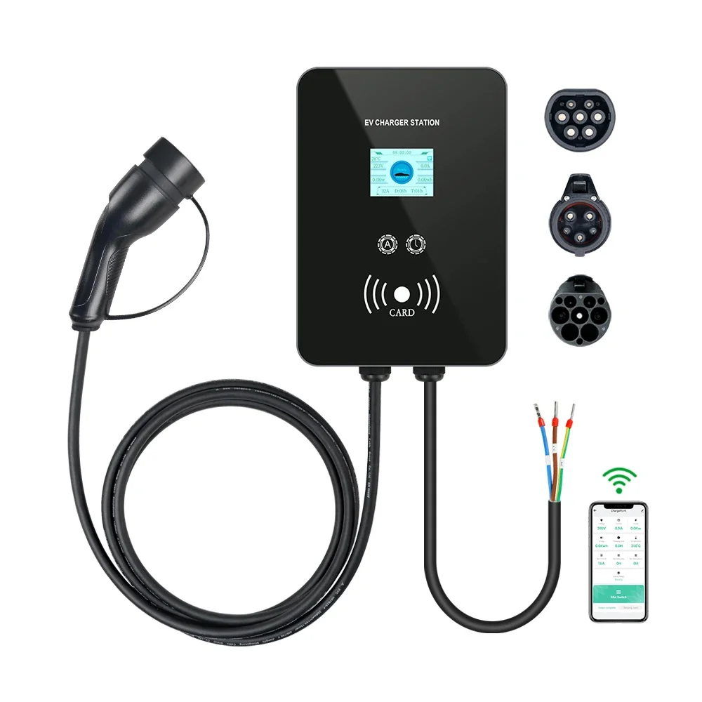 

7KW 11KW 22KW 16A 32A Type 1 Type 2 GBT Wallbox Wall-mounted Portable Ac Ev Charger Electric Vehicle Charging Station