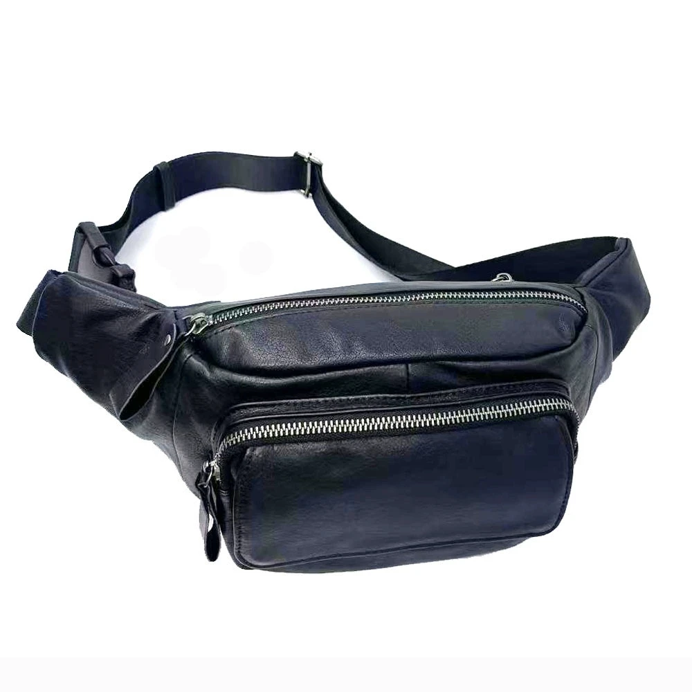 

Black Genuine Leather Waist Bag 2025 New Casual Cow Leather Bag Man Multifunctional Small Boys Chest Pack