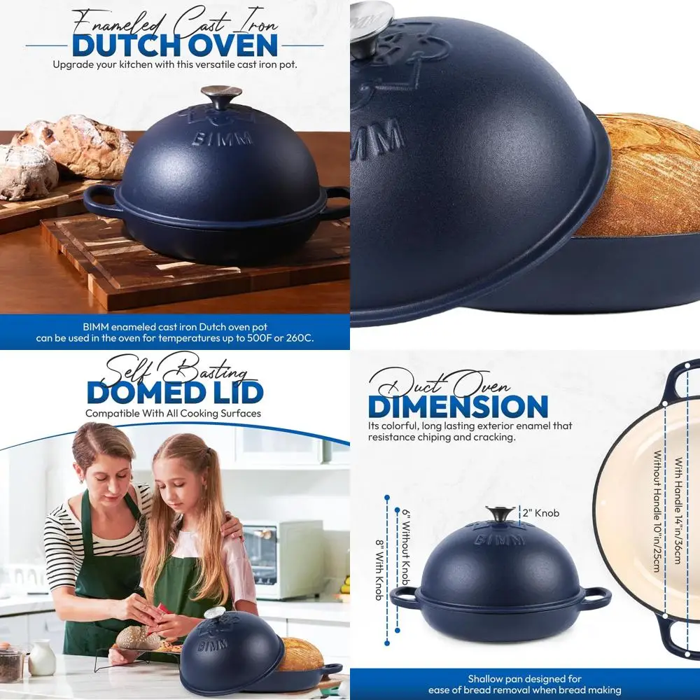 

Enameled Cast Iron Dutch Oven with Lid for Sourdough Baking - Versatile Non-Stick Bread Oven with Matte Finish, Elegant Pattern
