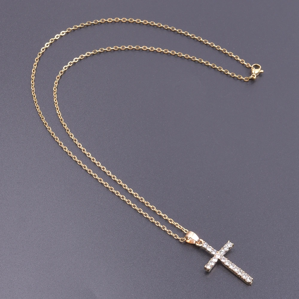 Cross Charm Necklace Crystal Pendant Necklaces For Women Men Accessories Rhinestone Christ Crosses Choker Gift Fashion Jewelry