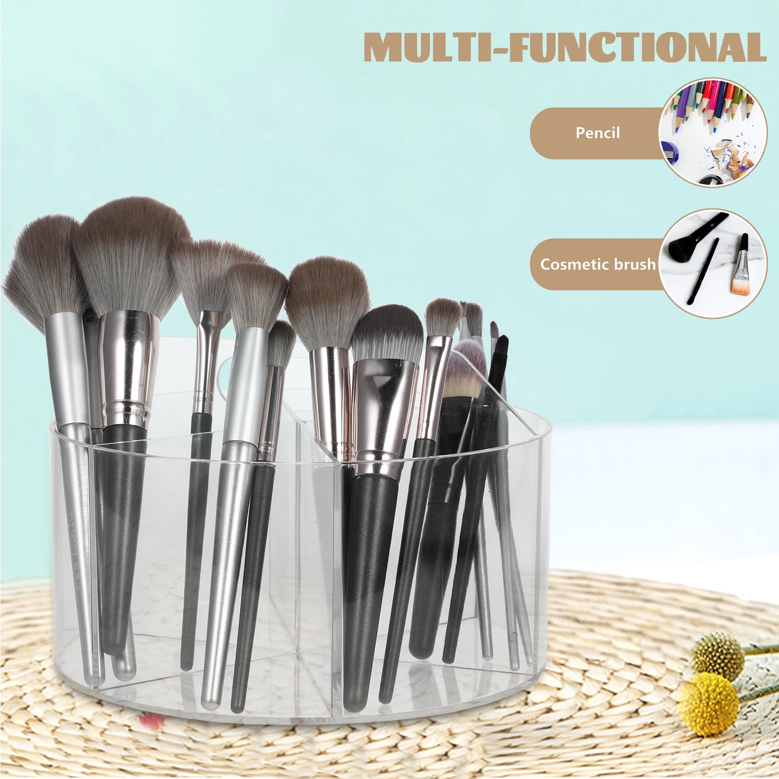 

Rotating Pen Holder 6 Slots 360 Degree Transparent Desk ganizer for Office Art Supplies Storage Marker Pencil Box