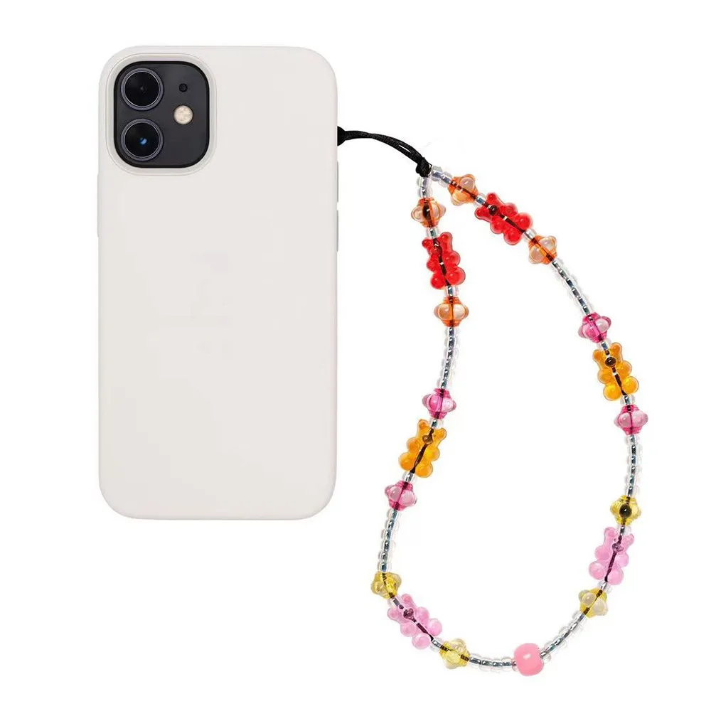 Clear Resin Beads Cell Phone Strap 2023 New In Kpop Phones Cute Bear Charm Telephone Jewelry Mobile Phone Chain Wholesale