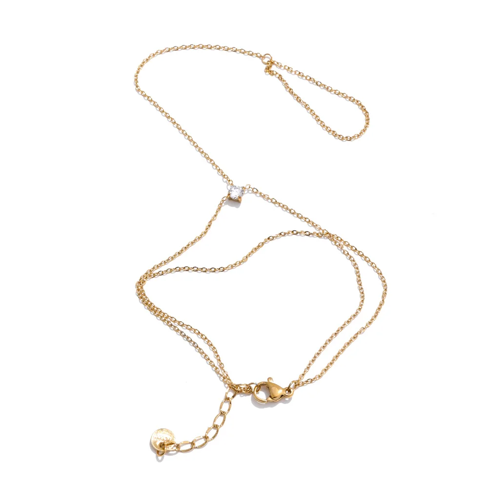 Yhpup Hot Stijl Zirconia Ronde Achterkant van de Hand Ketting Vinger Armband Roestvrij Staal Chique Mode-sieraden Groothandel 2025 Nieuw