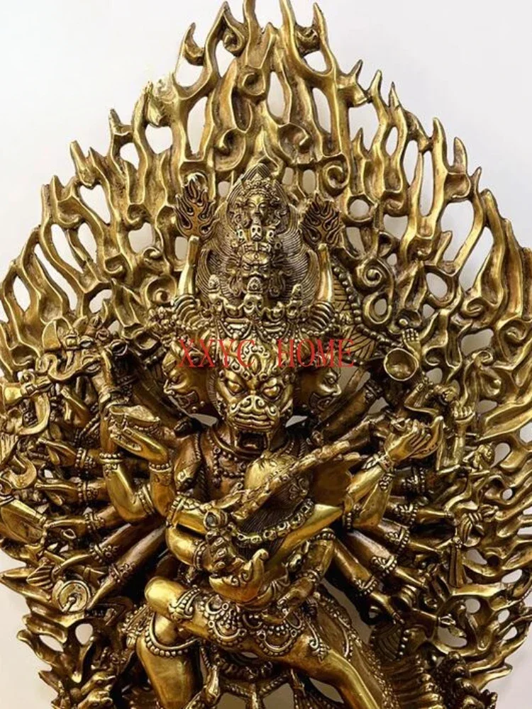 China Tibet Yamantaka Lord of Hell Bull Head Buddha Bronze Statue