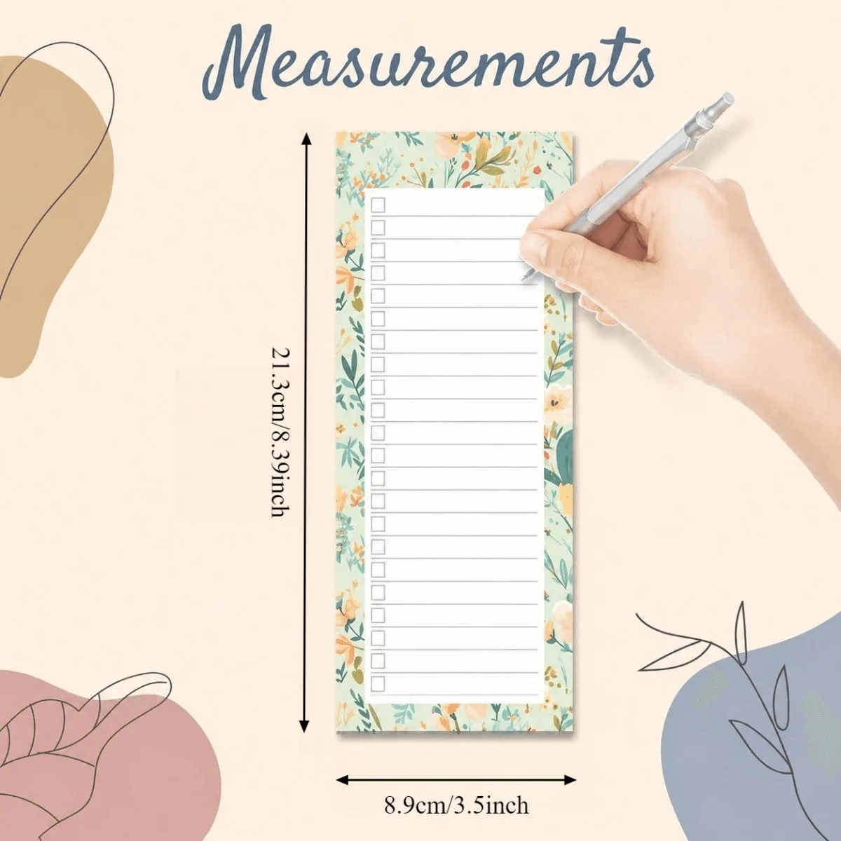 6pcs Set 6 Colors, Magnetic Shopping List Memo Pad -50 sheets Tear-Off Paper, Suitable for Fridge And Notebook