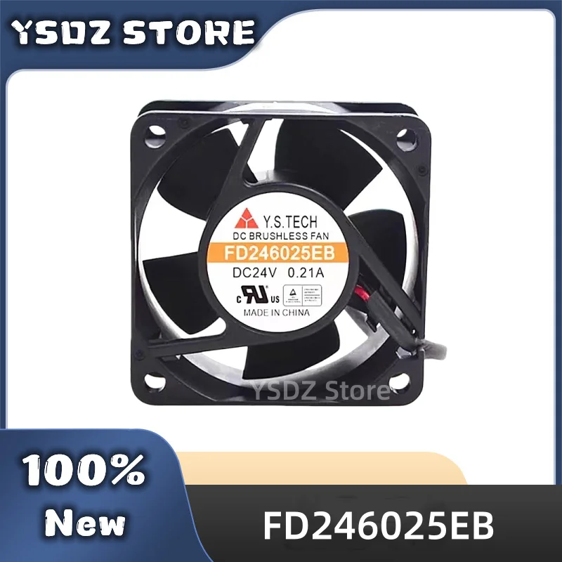 100%New FD246025EB 2-wire DC24V 0.21A 60*60*25mm For Y.S.TECH Cooling fan in stock Fast Shipping