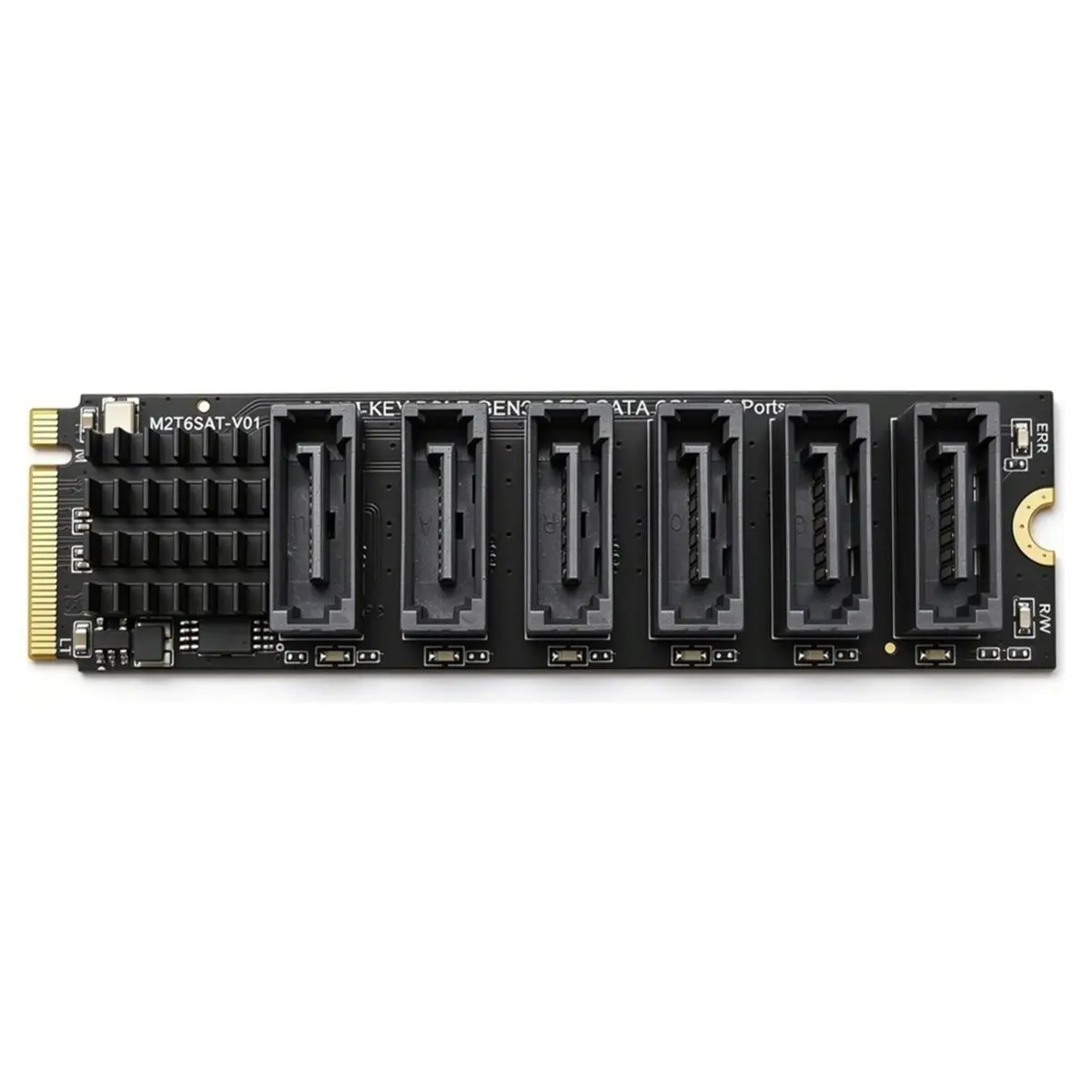 M.2 KEY-M NVME to 6 Port SATA3.0 Adapter Card YLB3116 Chip 6Gbps M.2 PCIE to SATA Expansion Card for Server PC Computer