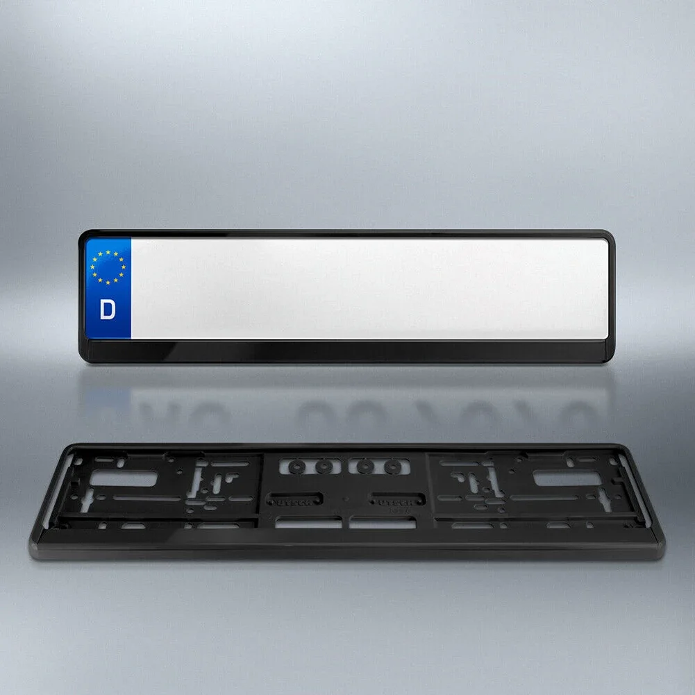 

European/American Car License Plate Frame Holder 52x13cm 2Pcs Plastic Car License Plate Frame Waterproof Holder Auto Accessories