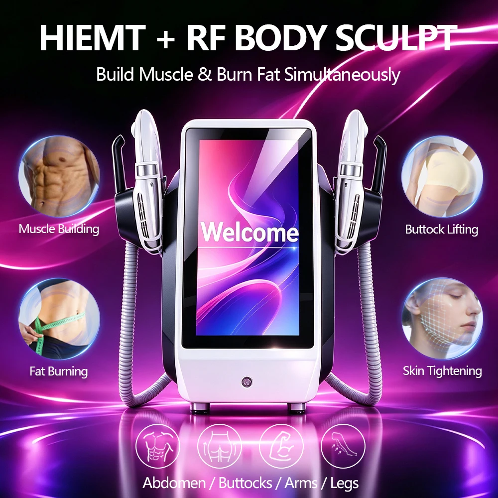 6500W EMS RF 4 Handles Optional Buttocks Fitness Equipment Body Shaping Machine High Energy Muscle Stimulation Improves Body
