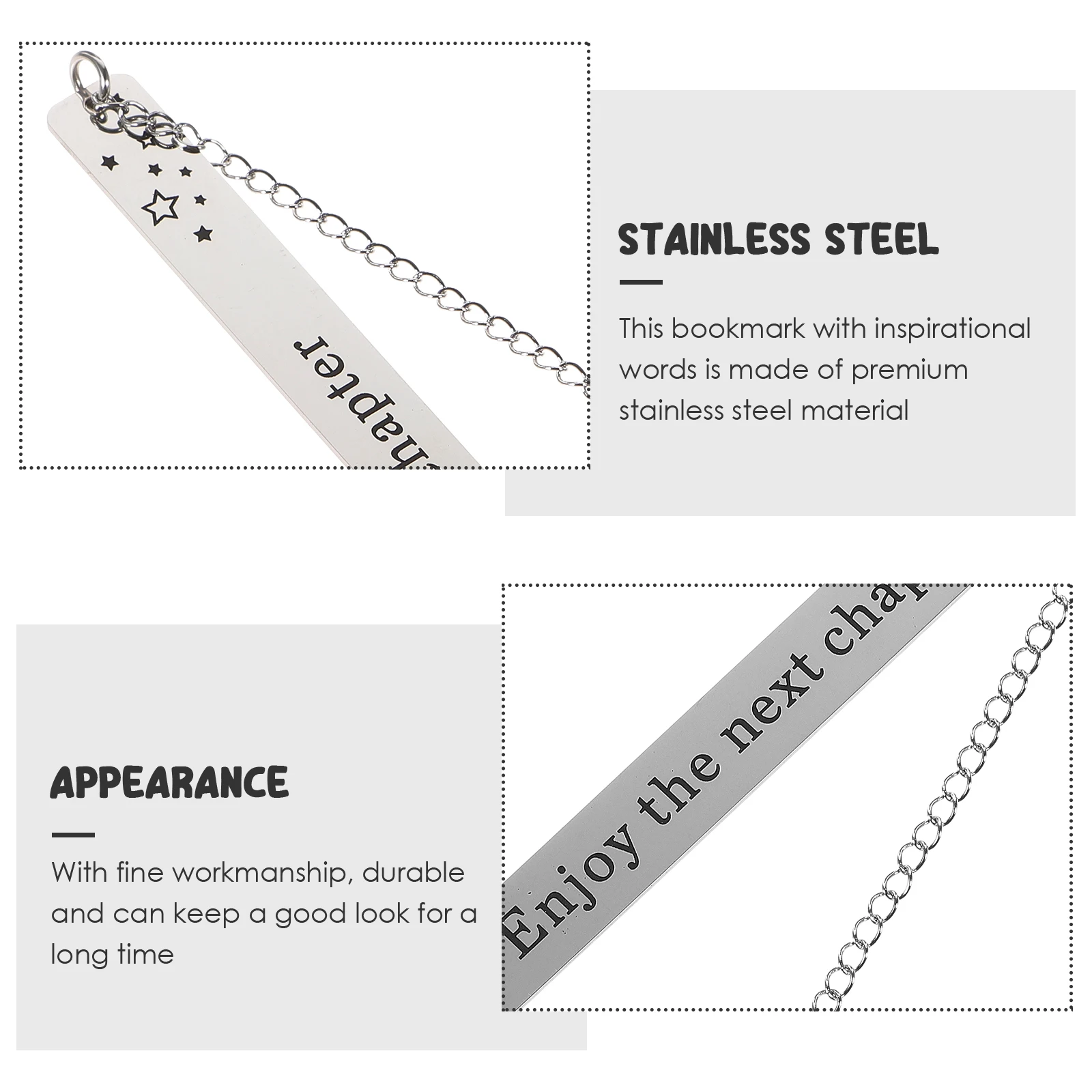 

Bookmark with Pendant Stainless Steel Chic Decoration for Books Inspirational Reading Accessory Gift for Readers Teens Adults