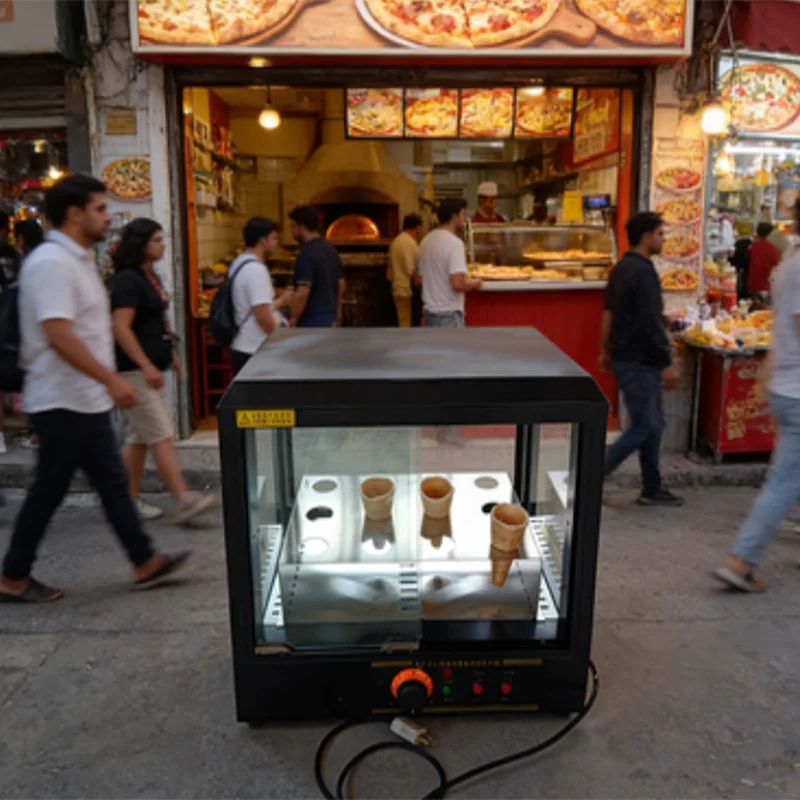 Wholesale Best Price Fast Food Stainless Steel showcase Pizza Cone Warmer Machine