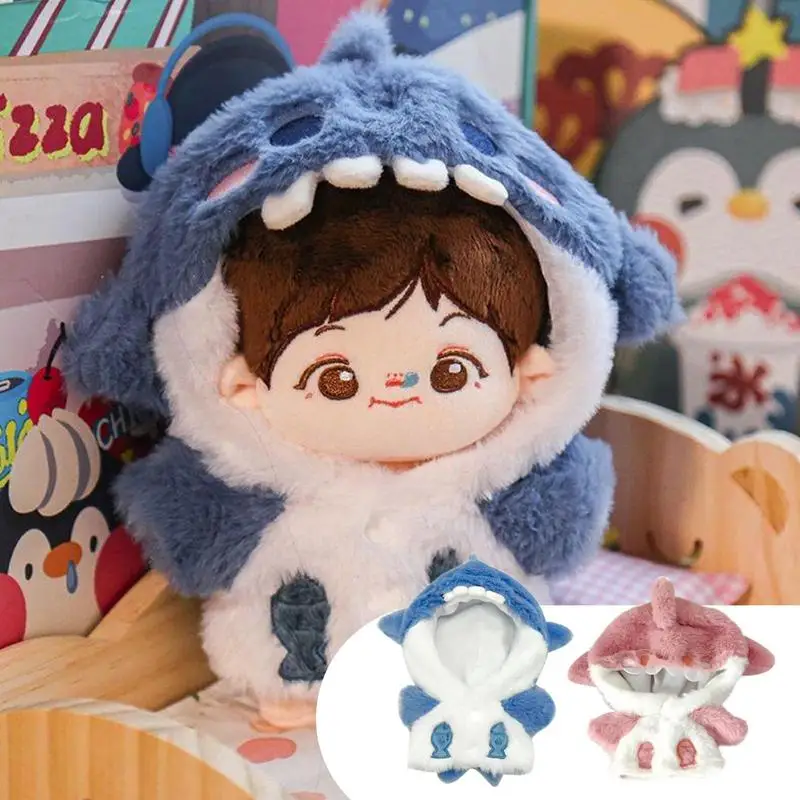 For Labubus Doll Shark Hoodie 7.87inch Kids Doll Clothing Soft Anime Plush Clothing Dress Up Toy Accessories Doll