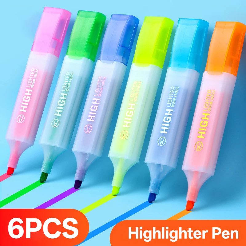 

2025 New 6 PCS/Bag Highlighter Six Colors Oblique for Painting Graffiti Drawing