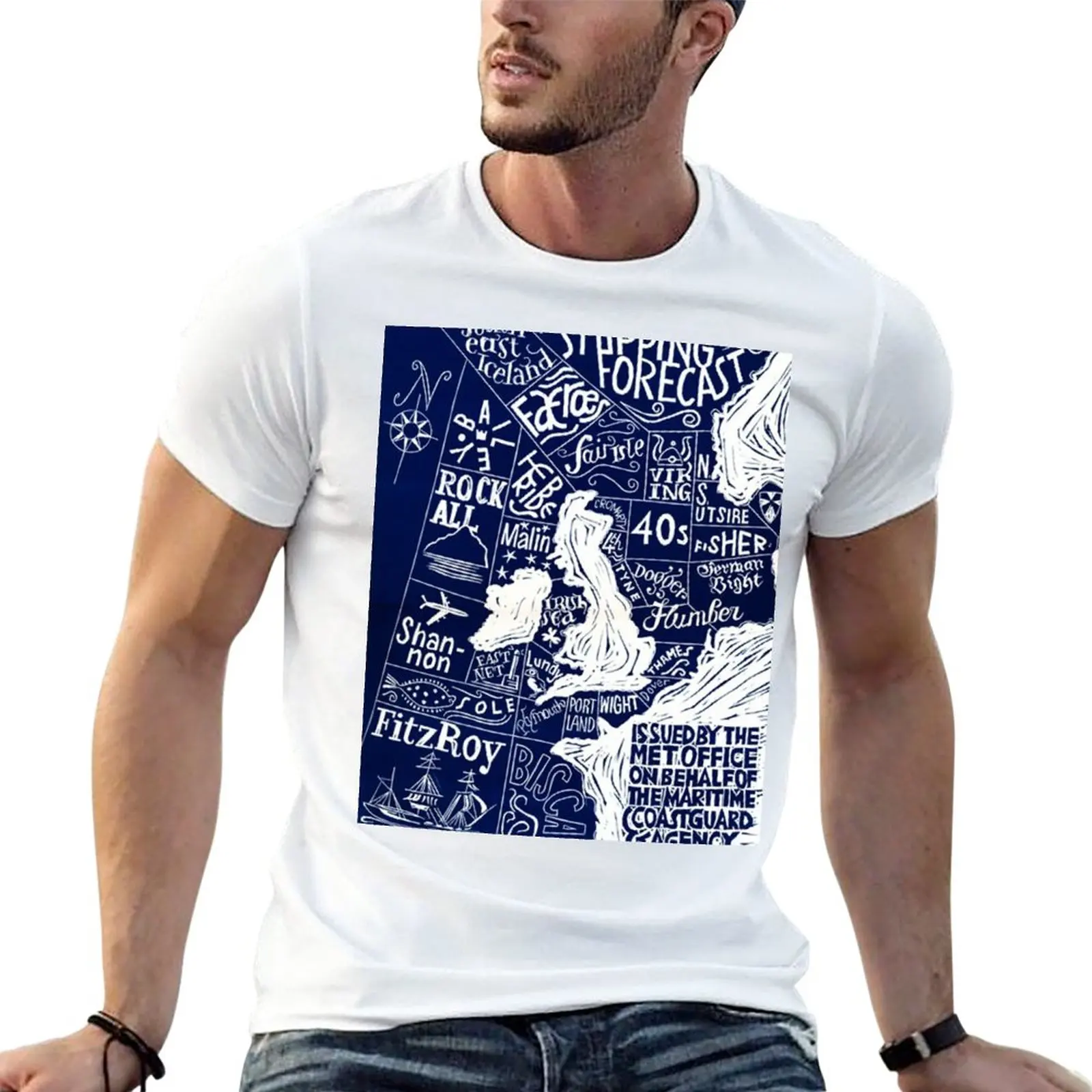 New Shipping Forecast map T-Shirt T-shirt for a boy Blouse mens plain t shirts