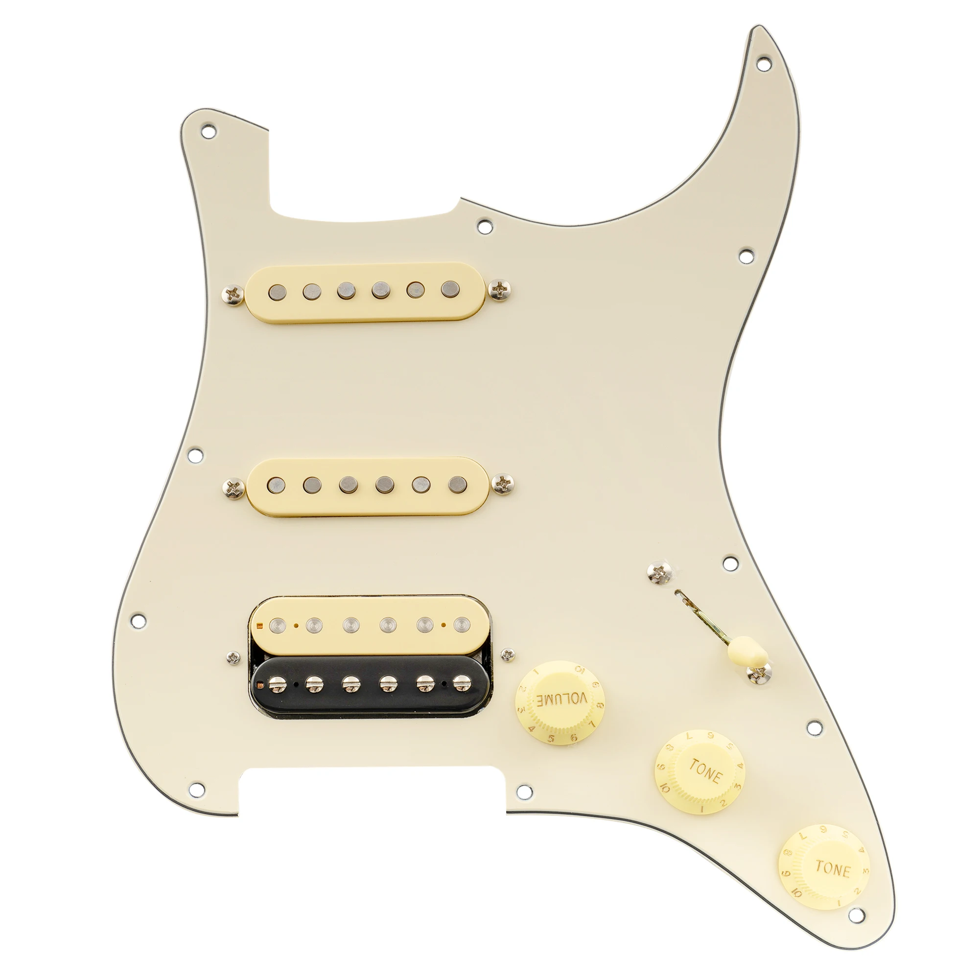 Musiclily Pro Auto-Split Pre-wired Standard HSS Pickguard with Artec Pickups Alnico 5 Magnet for ST Style Electric Guitar