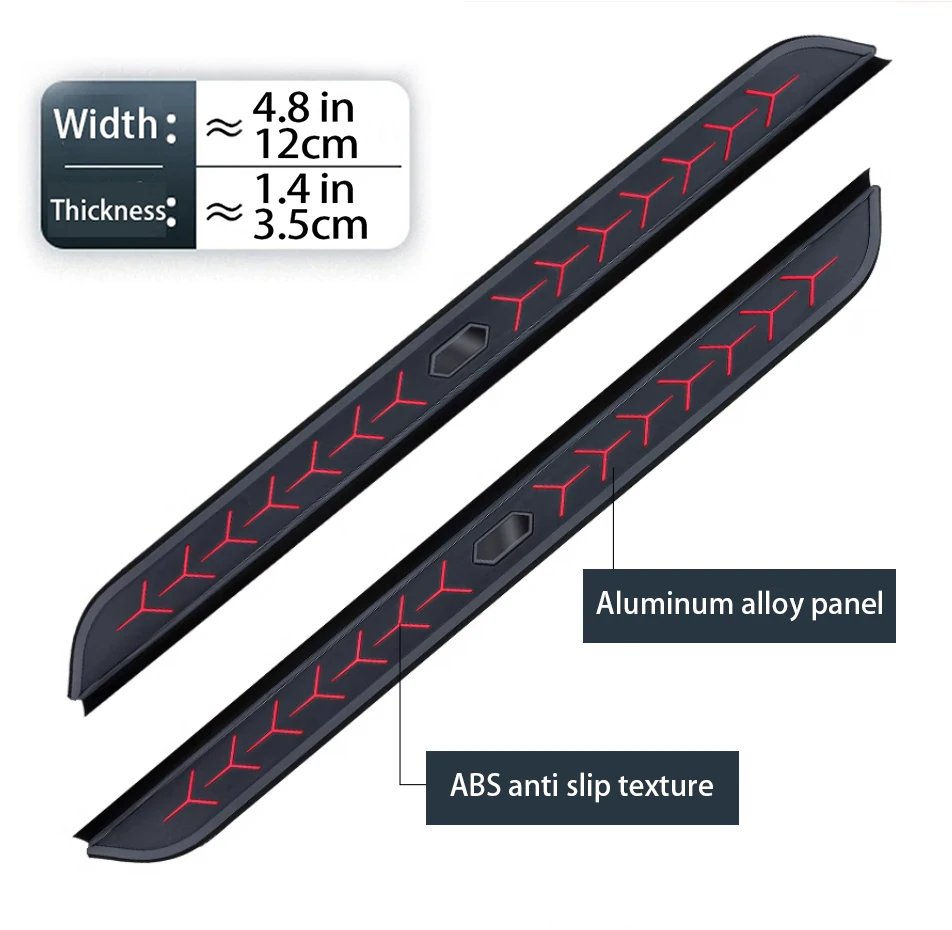 2 قطعة مناسبة لسيارة شيفروليه ترافيرس 2024 2025 لوحات الجري خطوات جانبية مضادة للانزلاق Nerf Bar ألومنيوم أحمر LB