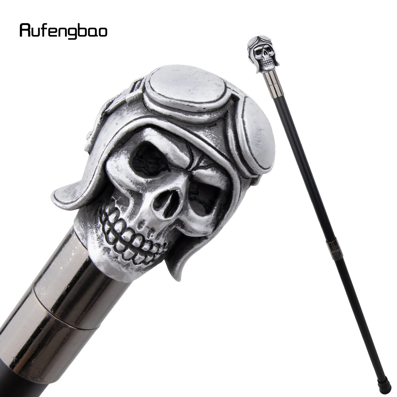 Silver Resin Skull Head Walking Cane Fashion Decorative Steel Walking Stick Gentleman Elegant Cosplay Cane Knob Crosier 92cm