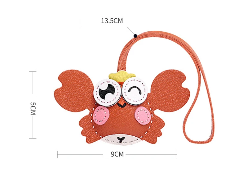 crab Bag Key Leather Pendant Handmade Schoolbag Bagpack Cowhide Ornament Vintage Handcraft Car Keychain Hanging Accessories