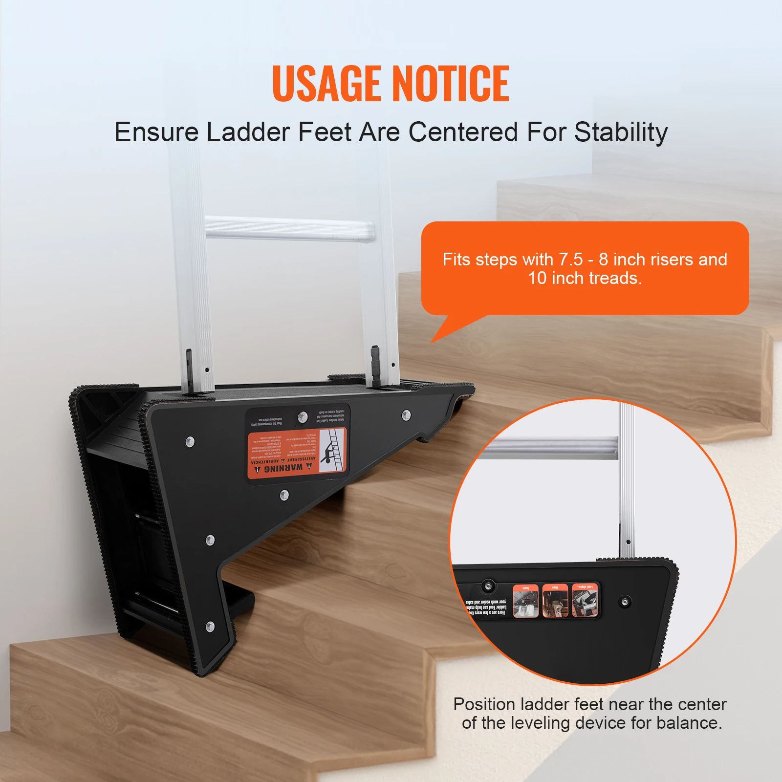 SucceBuy Ladder Levler  380lbs Load PP Ladder Leveling Tool Pitch Hopper Stair Ladder Stabilizer with Storage Easy to Use Stable