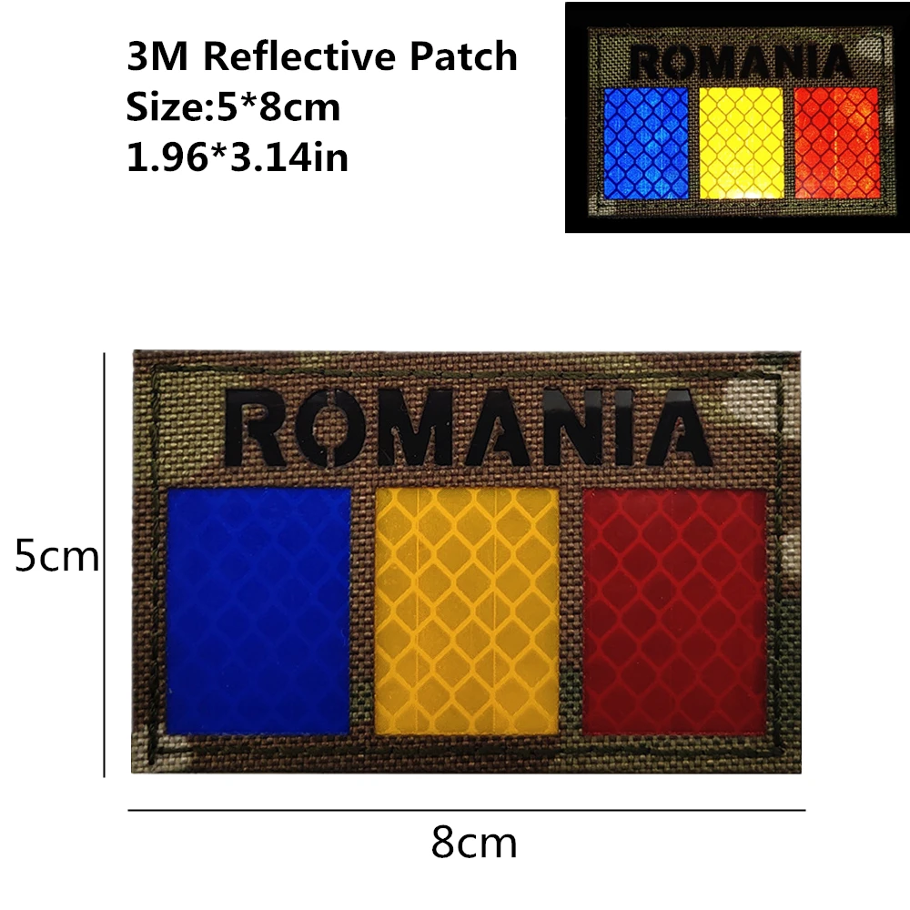 Rumunia Naszywka Haft IR 3M Odblaskowa naszywka 3D Odznaka taktyczna Opaska na ramię Outdoor Specjalne akcesoria Naszywki Naszywki do haftu