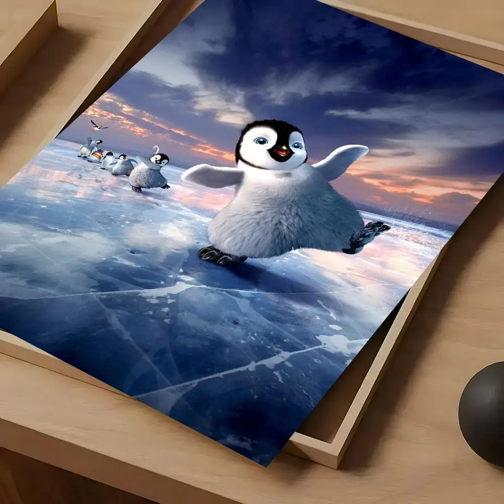 Happy Feet Poster For Self-adhesive Art Waterproof Paper Sticker Coffee House Bar Room Wall Decor