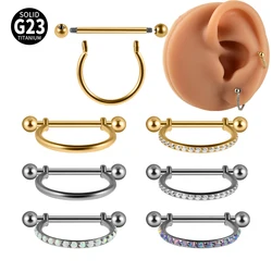 1PC ASTM F136 Titanium Ear Daith Rook Lobe Barbell Micro Zircon Hoop Earring Gold Plated Cartilage Piercing Jewelry