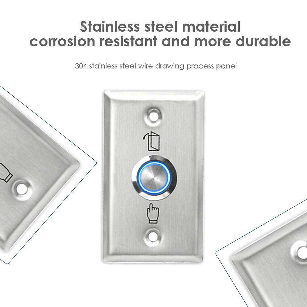 Backlight Stainless Steel Door Exit Button Release Push Switch Door Sensor for for Home Access Control Lock System S50L