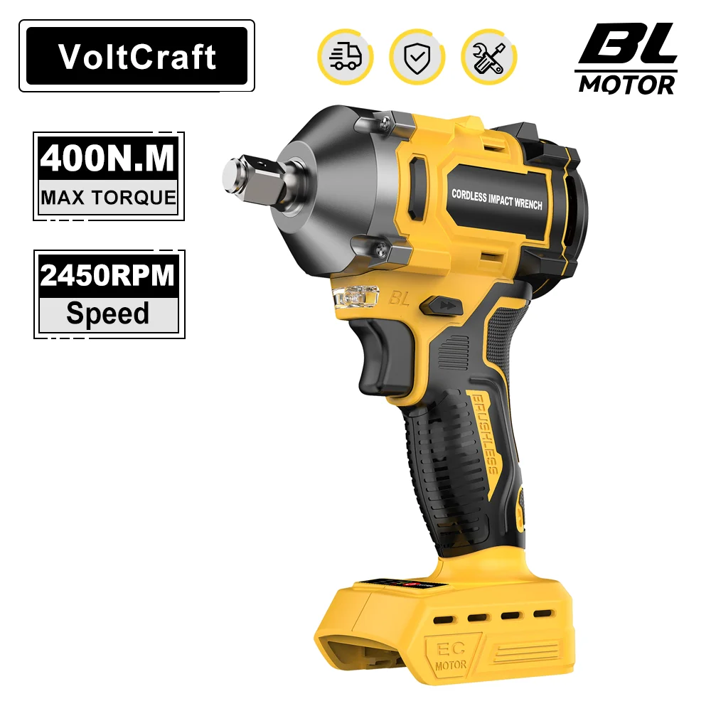 

400N.M Brushless Electric Impact Wrench Cordless Electric Impact Wrench 1/2 inch for Dewalt Battery Screwdriver Power Tools