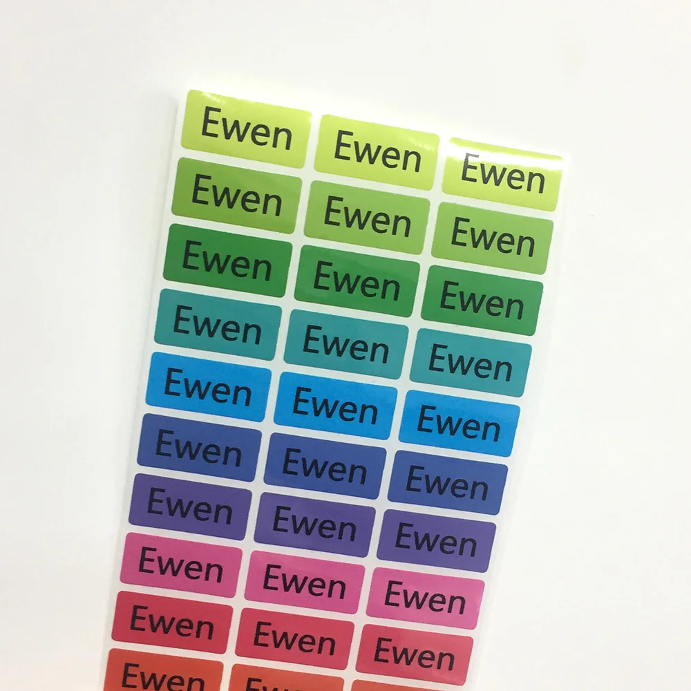 Regenbogen Farbe Custom Name Aufkleber Mädchen Multicolor Wasserdichte Persönliche Tag Etiketten Kinder Sammelalbum Schule Schreibwaren Set