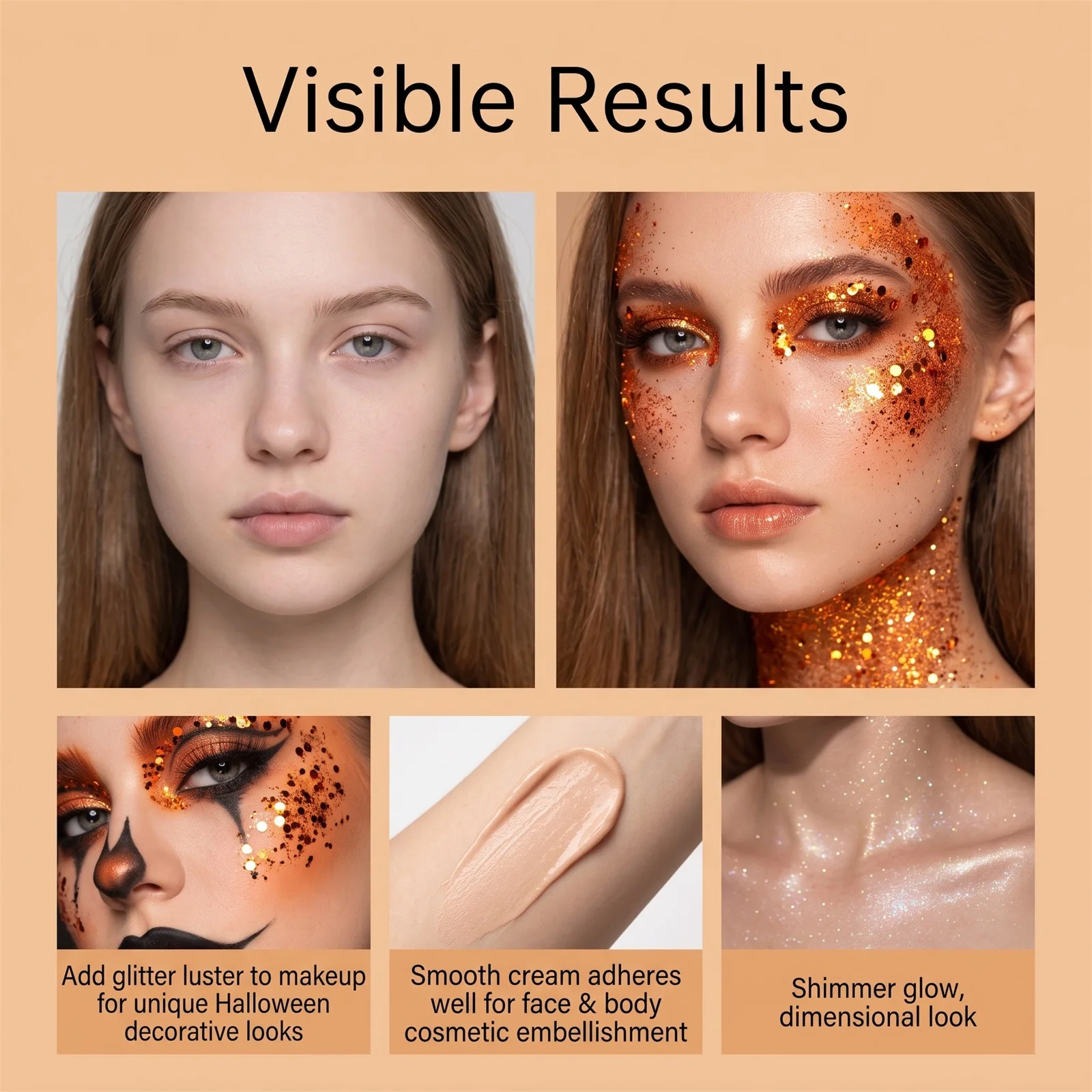 Körper- und Gesichts-Glitzerstift, funkelnder Pailletten-Glitzer-Gel-Stift, Kosmetik-Haarglitzer, Festival-Make-up für Halloween- und Weihnachtsfeiern – Detail 10