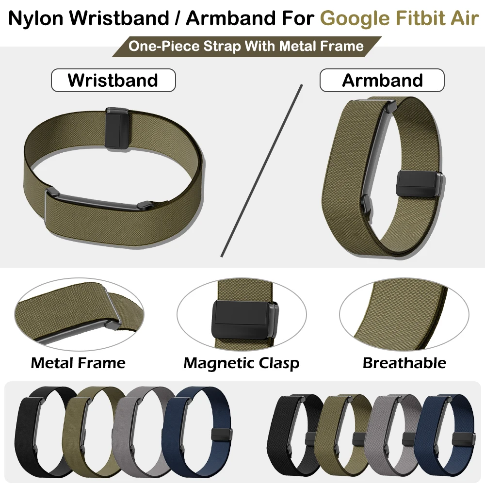 2PCS Nylon Strap For Google Fitbit Air Wrist Band & Arm Band Combo Set Lightweight Breathable Sport Band For Google Fitbit Air