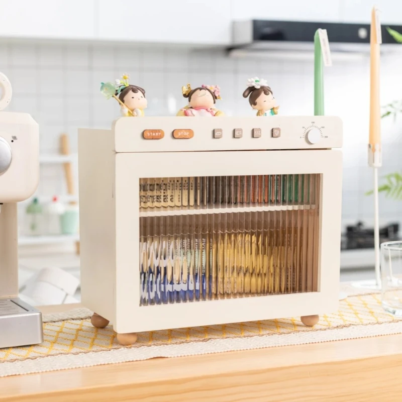 

Деревянный органайзер-ящик в стиле печи с акриловой пылезащитной дверцей, большой емкости, идеально подходит для хранения и декора дома, спальни, офиса