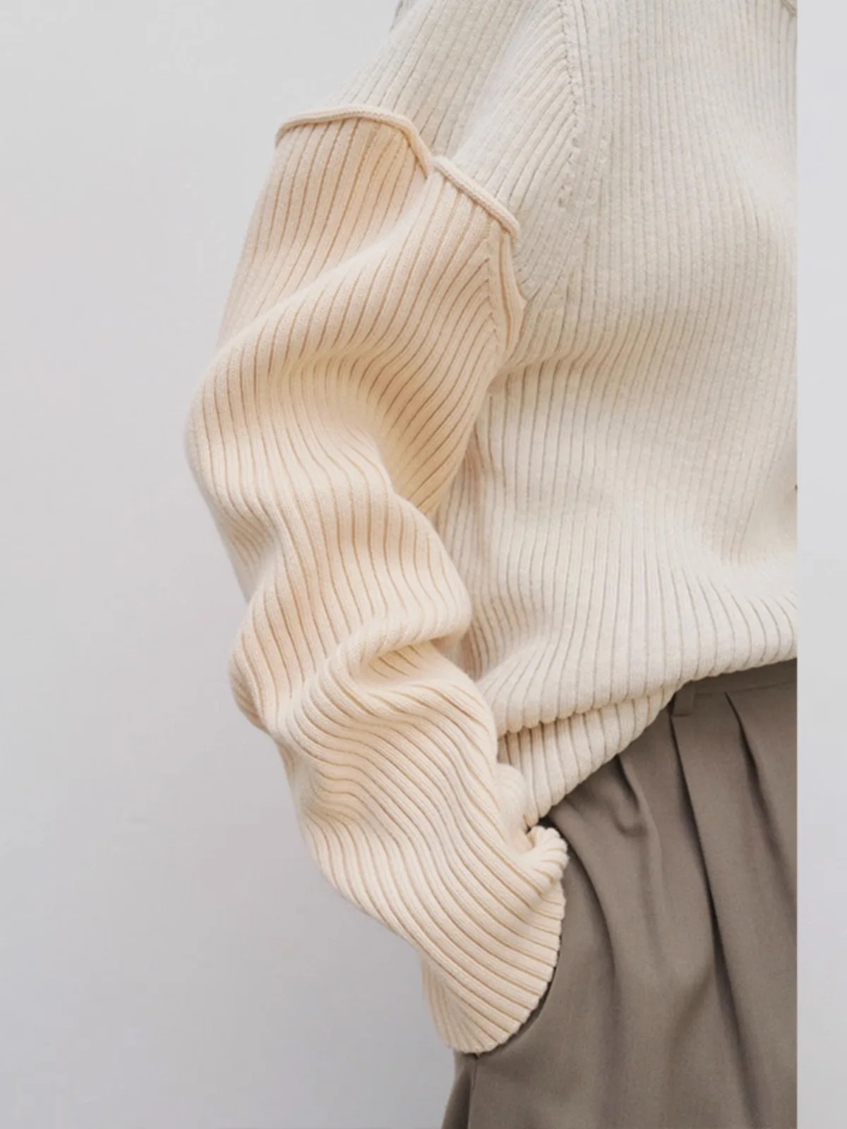 R0W Brand Women's Sweater Long High Collar Knitted Pullover Simple Solid Color Design Luxury Brands Fashion Leisure Slim Tops