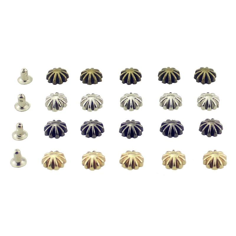 30 sztuk/worek 9mm dyniowe nity stokrotki do skóry Punk Rock kolce do odzieży szpilki ręcznie robione akcesoria do majsterkowania
