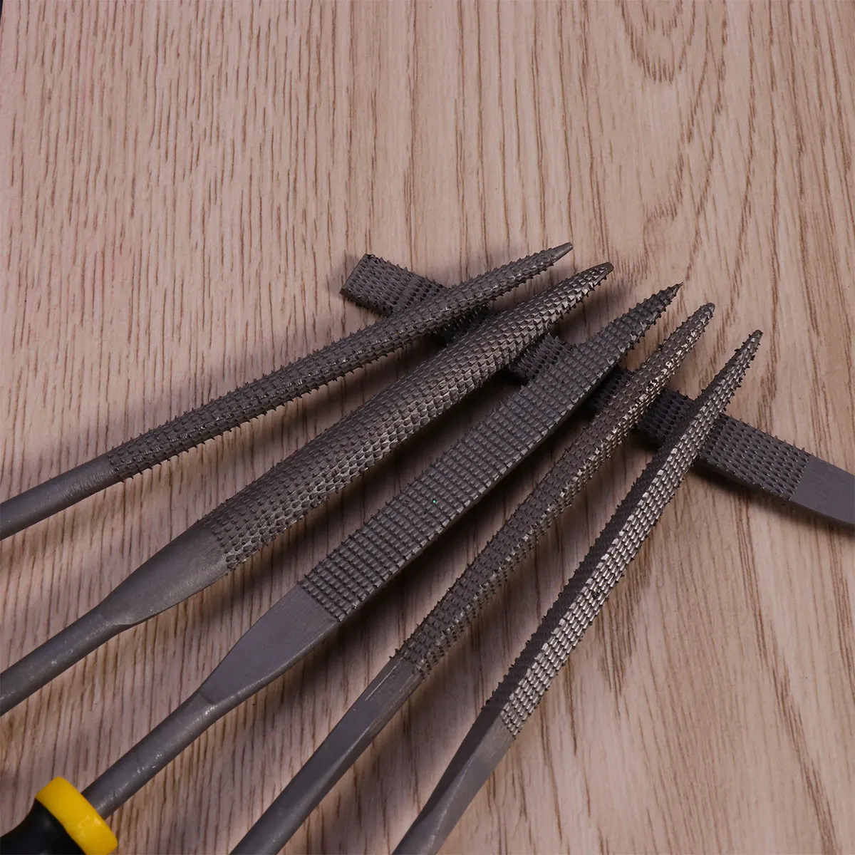 6Pcs Mini Wood File Set 180x5mm Anti-Skid Handle Wood Rasp Tool for Rough Shaping Metals Plastics Rasp File