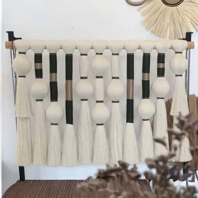 

Luxury Macrame Wall Hanging Handmade Cotton Rope Ball Tassel Tapestry Boho Wall Decor for Living Room Bedroom Home Decoration