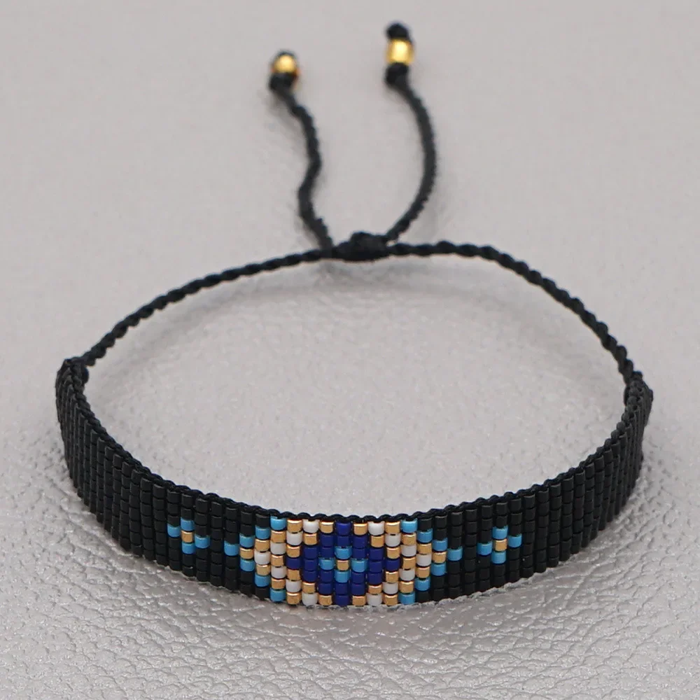 ZGMXR Rice Ball Bracelet  Hand woven  owl  heart-shaped  Devil's Eye  pattern  personality  Bohemia  Adjustable  Beaded Bracel