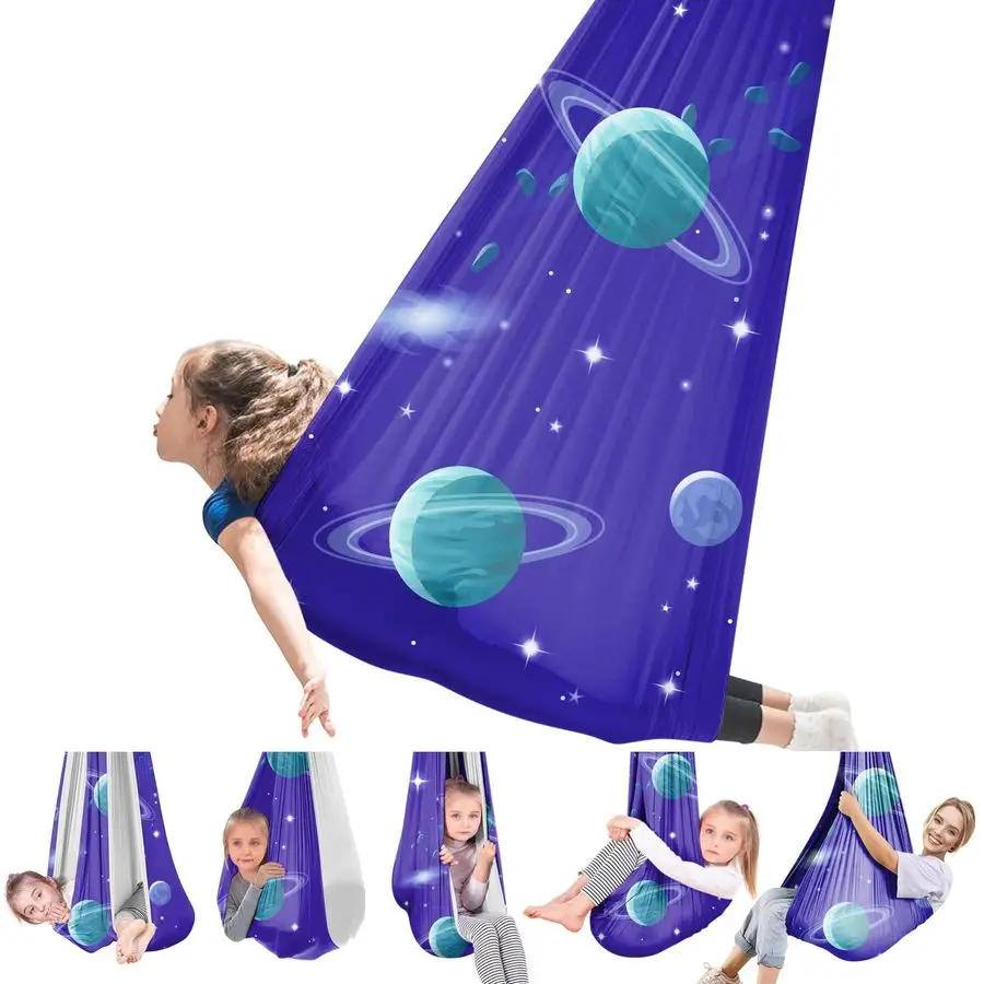 

Качели для детей и взрослых, двухслойные, вращающиеся на 360 градусов, универсальные сенсорные гамаки-кресла с фурнитурой, успокаивающие терапевтические качели для индивидуального использования