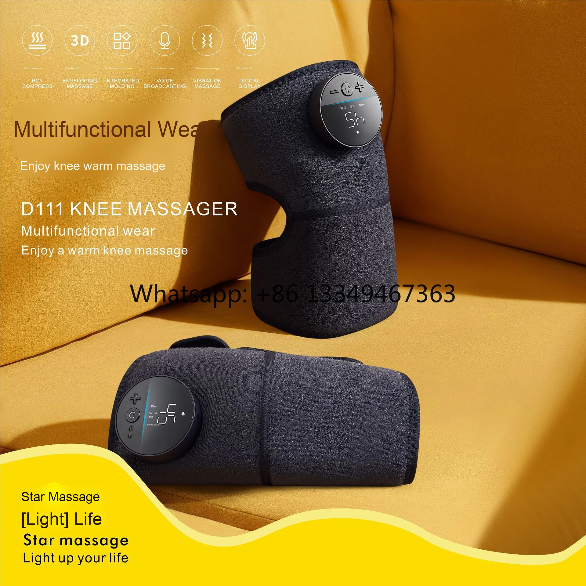 

Электрический массажер для коленей с интеллектуальным контролем температуры и вибрацией, ортез для колена