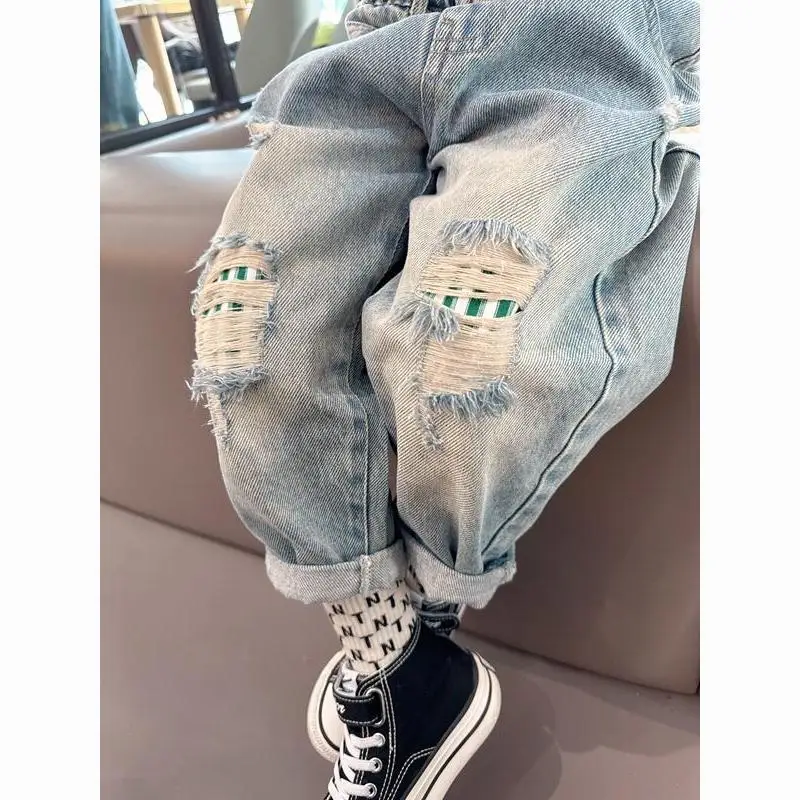 

Boys Jean Pants Long Trousers Denim 2024 Newest Spring Autumn Baby's Kids Teenagers High Quality School Children's Clothing