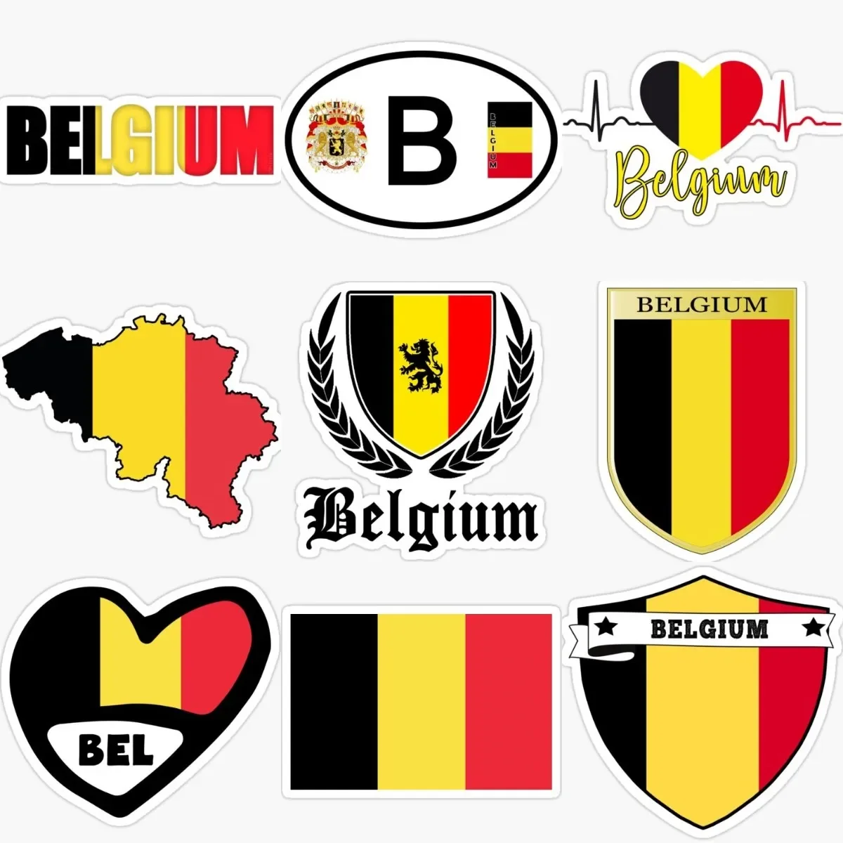 

B Belgium Flag Map PVC Sticker for Covered Scratch Decorate Window Car Motorcycle Van Wall Bicycle Camper Room Decal Accessories