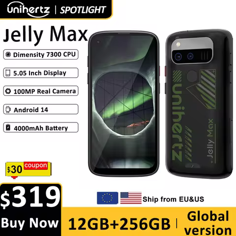 Unihertz Jelly Max 5G Mini Smartphone Android 14 Dimensity 7300 CPU 12GB 256GB 100MP Camera 4000 mAh Battery 5.05" inch Screen